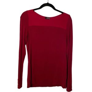 The Limited Mixed Media Red Long Sleeve Blouse Size Medium